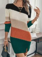 Rochie Scurta Tricotata Hermina Multicolora