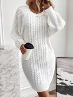 Rochie Scurta Tricotata Samora Alba - imagine 3