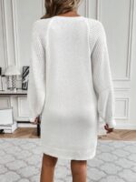 Rochie Scurta Tricotata Samora Alba - imagine 2