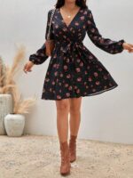 Rochie Scurta Paola Neagra Inflorata - imagine 5
