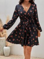 Rochie Scurta Paola Neagra Inflorata - imagine 4