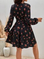 Rochie Scurta Paola Neagra Inflorata - imagine 2