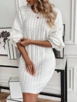 Rochie Scurta Tricotata Samora Alba - imagine 5