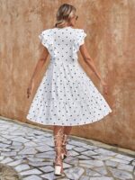 Rochie Scurta Imelda Alba Cu Buline Negre - imagine 2