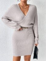 Rochie Scurta Tricotata Rieti Roz Pudra - imagine 5