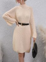 Rochie Midi Tricotata Zanaida Bej - imagine 3