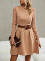 Rochie Scurta Tricotata Verone Maro - imagine 5
