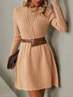 Rochie Scurta Tricotata Verone Maro - imagine 4