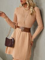 Rochie Scurta Tricotata Verone Maro - imagine 3
