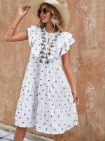 Rochie Scurta Imelda Alba Cu Buline Negre - imagine 4