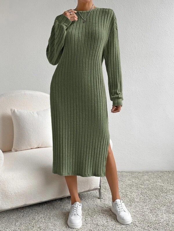 1846 Rochie Lunga Adamine Khaki - imagine 1