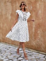 Rochie Scurta Imelda Alba Cu Buline Negre - imagine 5