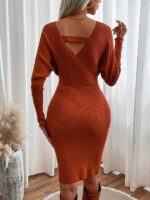 Rochie Scurta Tricotata Sandor Maro Cu Decolteu - imagine 2
