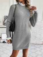 Rochie Scurta Tricotata Belem Gri - imagine 4