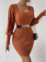 Rochie Scurta Tricotata Norma Maro Deschis - imagine 3