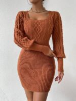 Rochie Scurta Tricotata Norma Maro Deschis - imagine 4