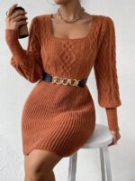 Rochie Scurta Tricotata Norma Maro Deschis - imagine 5