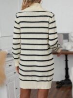 Rochie Scurta Tricotata Demivia Alba cu Dungi - imagine 2
