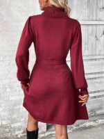 Rochie Scurta Tricotata Petrina Grena - imagine 2
