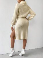 Rochie Midi Tricotata Andiana Bej - imagine 2