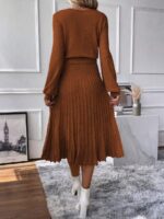 Rochie Midi Nispen Maro Cu Pliuri - imagine 2