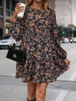 Rochie Scurta Anastacia Neagra cu Print Floral