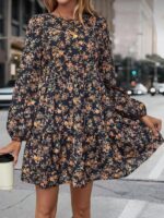 Rochie Scurta Anastacia Neagra cu Print Floral - imagine 4