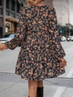 Rochie Scurta Anastacia Neagra cu Print Floral - imagine 2