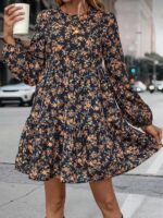 Rochie Scurta Anastacia Neagra cu Print Floral - imagine 3