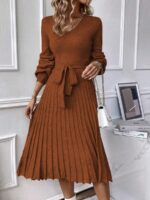 Rochie Midi Nispen Maro Cu Pliuri