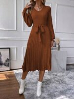Rochie Midi Nispen Maro Cu Pliuri - imagine 5