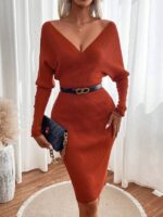 Rochie Scurta Tricotata Sandor Maro Cu Decolteu - imagine 4
