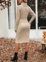 Rochie Midi Avoise Crem Cu Guler - imagine 2