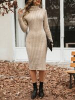 Rochie Midi Avoise Crem Cu Guler