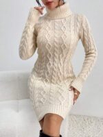 Rochie Scurta Tricotata Mogens Apricot Cu Model In Relief - imagine 4