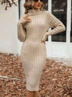 Rochie Midi Avoise Crem Cu Guler - imagine 5