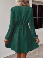 Rochie Scurta Mesina Verde Cu Imprimeu Negru - imagine 2