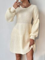Rochie Scurta Tricotata Drud Alba