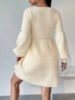 Rochie Scurta Tricotata Drud Alba - imagine 2