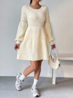Rochie Scurta Tricotata Drud Alba - imagine 5