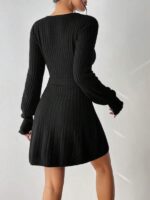 Rochie Scurta Tricotata Samanta Neagra - imagine 2