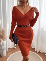Rochie Scurta Tricotata Sandor Maro Cu Decolteu - imagine 5
