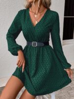 Rochie Scurta Mesina Verde Cu Imprimeu Negru - imagine 5