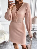Rochie Scurta Tricotata Alfrid Roz
