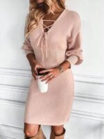 Rochie Scurta Tricotata Alfrid Roz - imagine 4