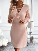 Rochie Scurta Tricotata Alfrid Roz - imagine 3