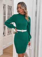 Rochie Scurta Tricotata Emilla Turcoaz - imagine 3