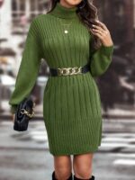 Rochie Scurta Tricotata Cenna Verde - imagine 3