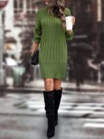 Rochie Scurta Tricotata Cenna Verde - imagine 4