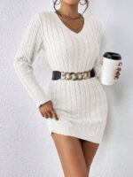 Rochie Scurta Tricotata Marika Alba - imagine 4